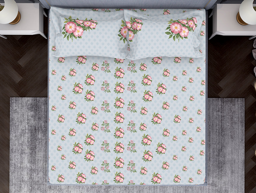 Indie Flora Floral 100% Cotton Double Bedsheet - Essentials by Spaces