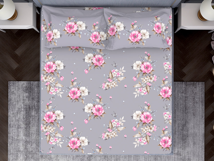 Indie Flora Floral 100% Cotton Double Bedsheet - Essentials by Spaces