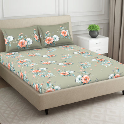 Indie Flora Floral 100% Cotton Double Bedsheet - Essentials by Spaces