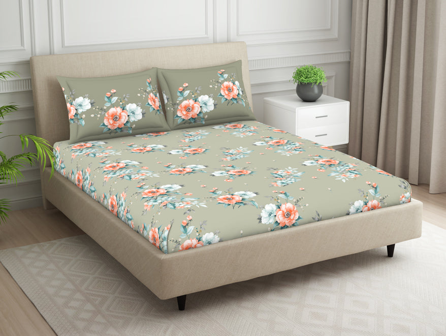 Indie Flora Floral 100% Cotton Double Bedsheet - Essentials by Spaces
