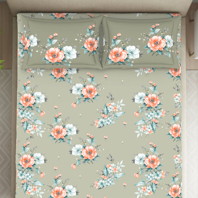 Indie Flora Floral 100% Cotton Double Bedsheet - Essentials by Spaces