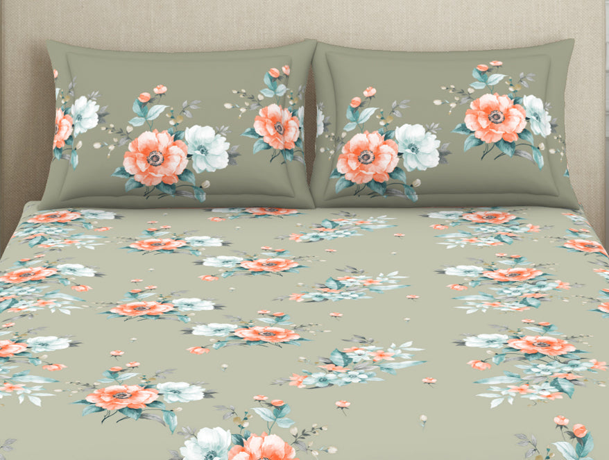 Indie Flora Floral 100% Cotton Double Bedsheet - Essentials by Spaces