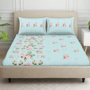 Indie Flora Floral 100% Cotton Double Bedsheet - Essentials by Spaces