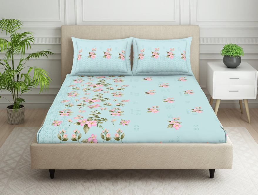 Indie Flora Floral 100% Cotton Double Bedsheet - Essentials by Spaces