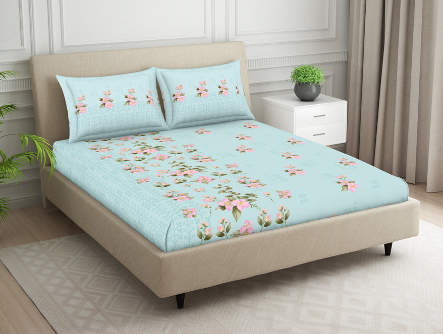 Indie Flora Floral 100% Cotton Double Bedsheet - Essentials by Spaces