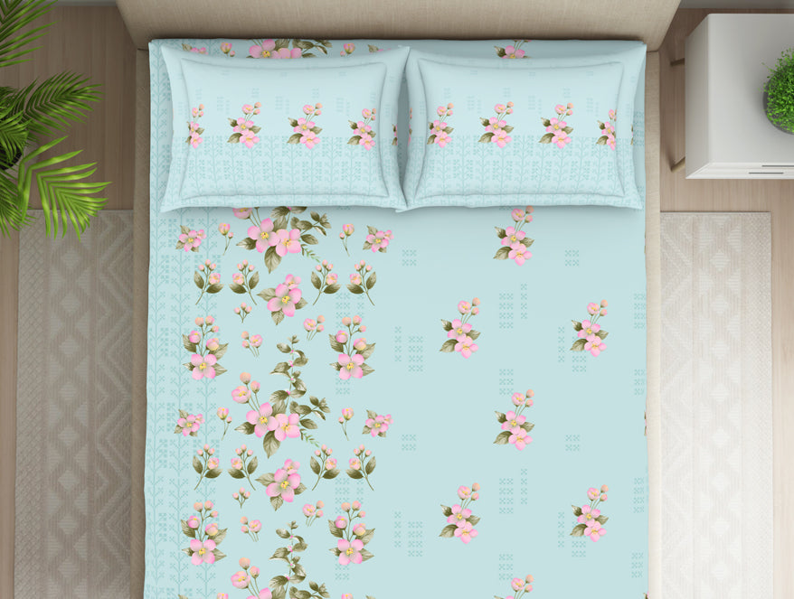 Indie Flora Floral 100% Cotton Double Bedsheet - Essentials by Spaces