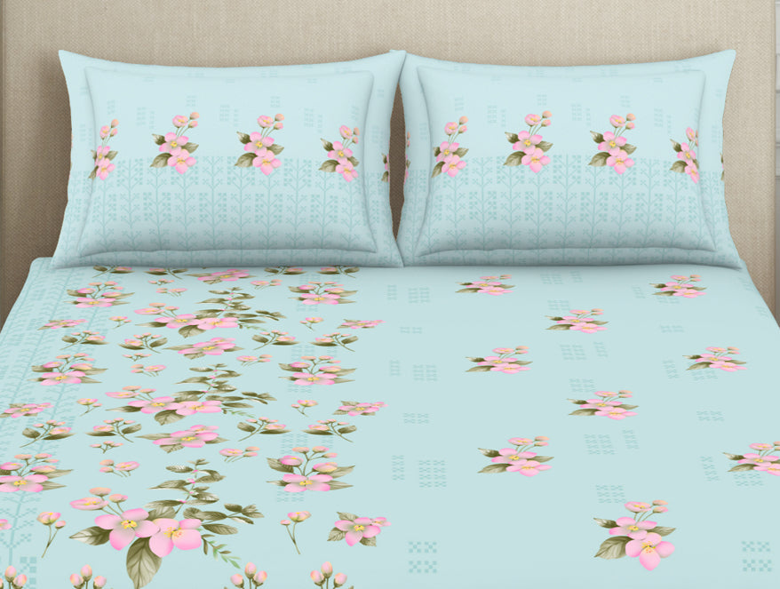 Indie Flora Floral 100% Cotton Double Bedsheet - Essentials by Spaces