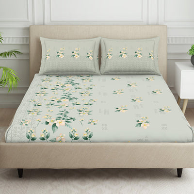 Indie Flora Floral 100% Cotton Double Bedsheet - Essentials by Spaces