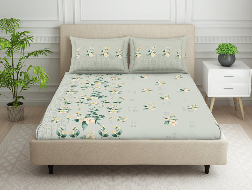 Indie Flora Floral 100% Cotton Double Bedsheet - Essentials by Spaces