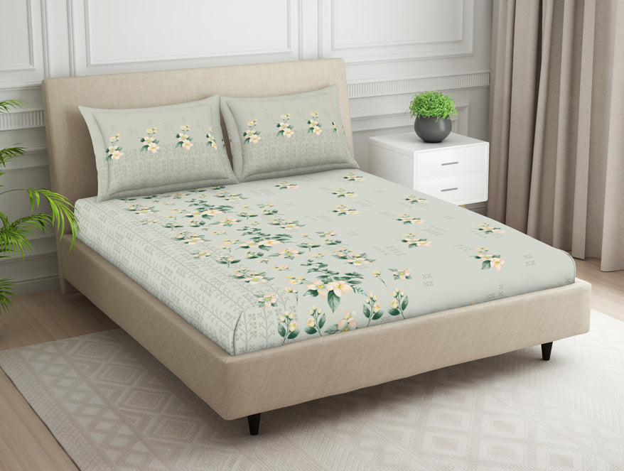 Indie Flora Floral 100% Cotton Double Bedsheet - Essentials by Spaces