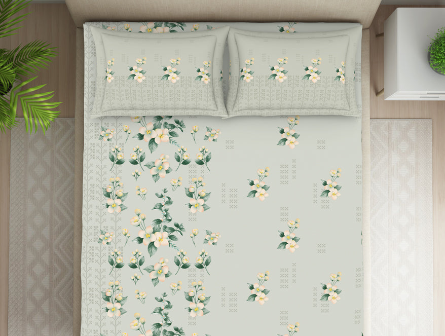 Indie Flora Floral 100% Cotton Double Bedsheet - Essentials by Spaces
