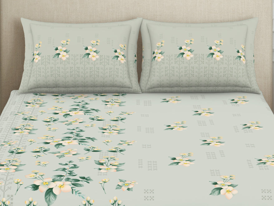 Indie Flora Floral 100% Cotton Double Bedsheet - Essentials by Spaces