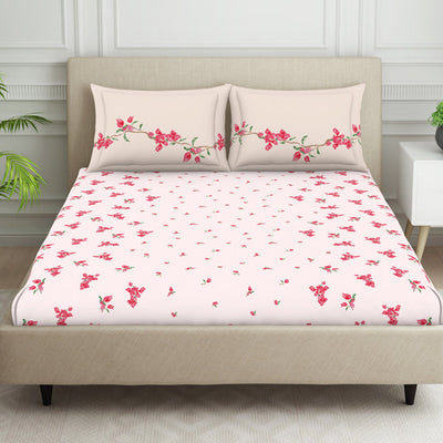 Indie Flora Floral 100% Cotton Double Bedsheet - Essentials by Spaces
