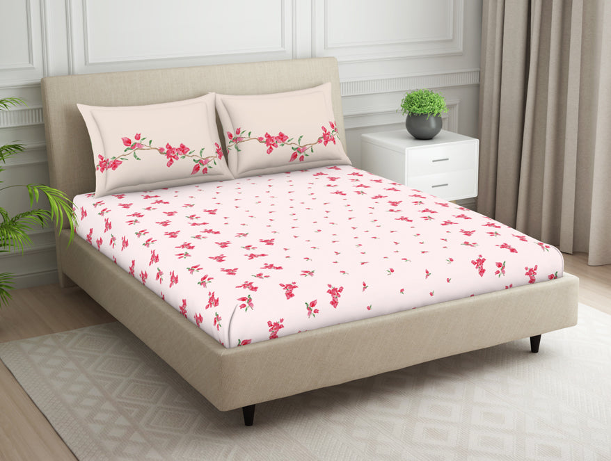 Indie Flora Floral 100% Cotton Double Bedsheet - Essentials by Spaces
