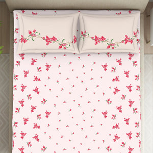 Indie Flora Floral 100% Cotton Double Bedsheet - Essentials by Spaces