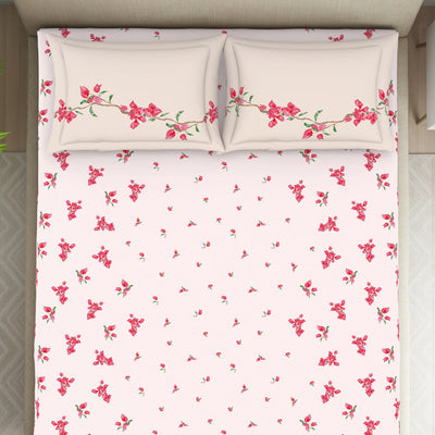 Indie Flora Floral 100% Cotton Double Bedsheet - Essentials by Spaces