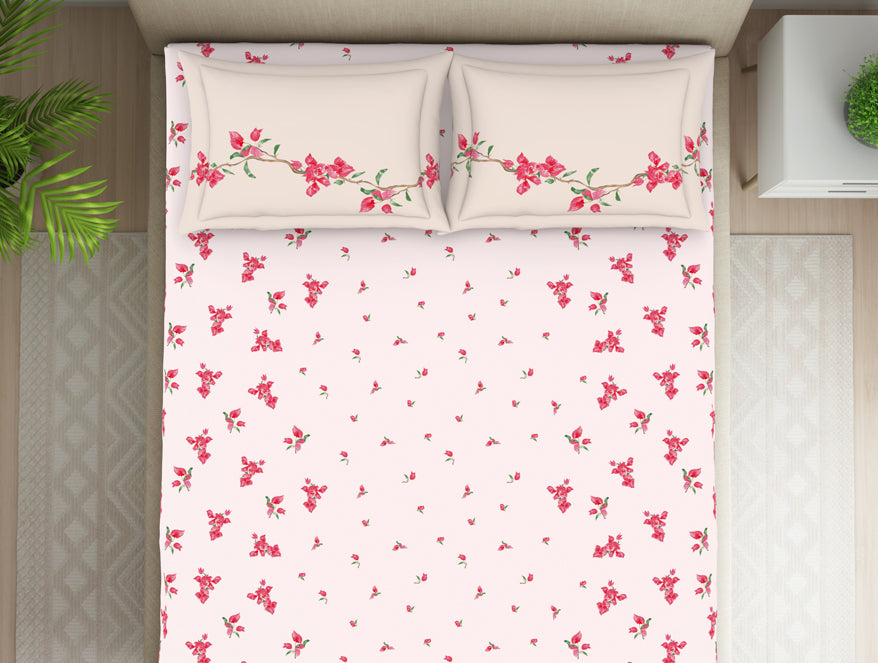 Indie Flora Floral 100% Cotton Double Bedsheet - Essentials by Spaces