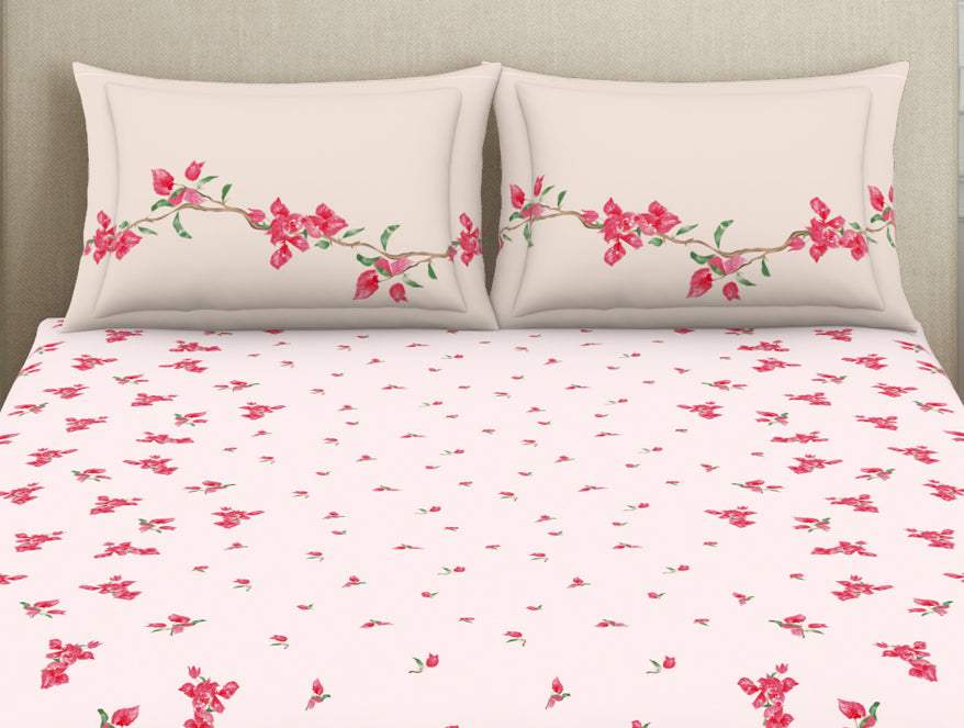 Indie Flora Floral 100% Cotton Double Bedsheet - Essentials by Spaces