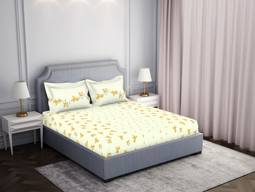 Indie Flora Floral 100% Cotton Double Bedsheet - Essentials by Spaces