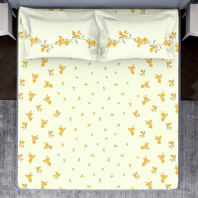 Indie Flora Floral 100% Cotton Double Bedsheet - Essentials by Spaces