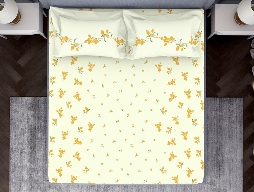 Indie Flora Floral 100% Cotton Double Bedsheet - Essentials by Spaces