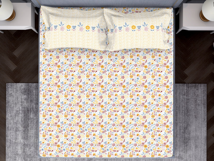 Youthopia Floral 100% Cotton Double Bedsheet - Essentials by Spaces