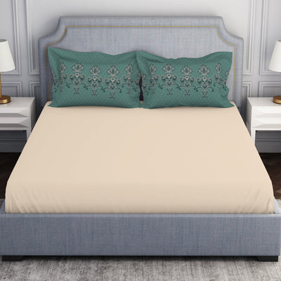 Ornamenta Ornate Mineral Blue 100% Cotton King Size Bedsheet - Essentials by Spaces