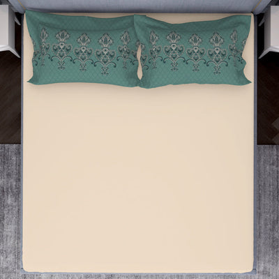 Ornamenta Ornate Mineral Blue 100% Cotton King Size Bedsheet - Essentials by Spaces