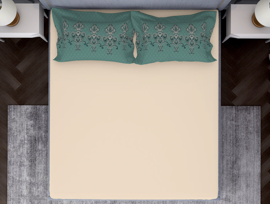 Ornamenta Ornate Mineral Blue 100% Cotton King Size Bedsheet - Essentials by Spaces