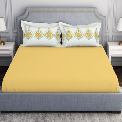 Ornamenta Ornate Mineral Blue 100% Cotton King Size Bedsheet - Essentials by Spaces