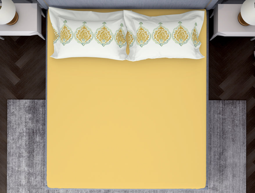 Ornamenta Ornate Mineral Blue 100% Cotton King Size Bedsheet - Essentials by Spaces
