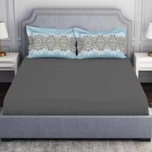 Ornamenta Ornate Mineral Blue 100% Cotton King Size Bedsheet - Essentials by Spaces