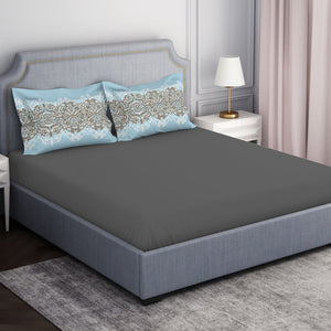 Ornamenta Ornate Mineral Blue 100% Cotton King Size Bedsheet - Essentials by Spaces