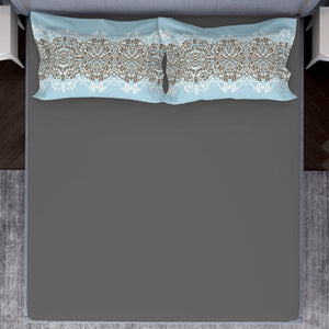 Ornamenta Ornate Mineral Blue 100% Cotton King Size Bedsheet - Essentials by Spaces