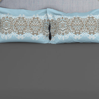 Ornamenta Ornate Mineral Blue 100% Cotton King Size Bedsheet - Essentials by Spaces