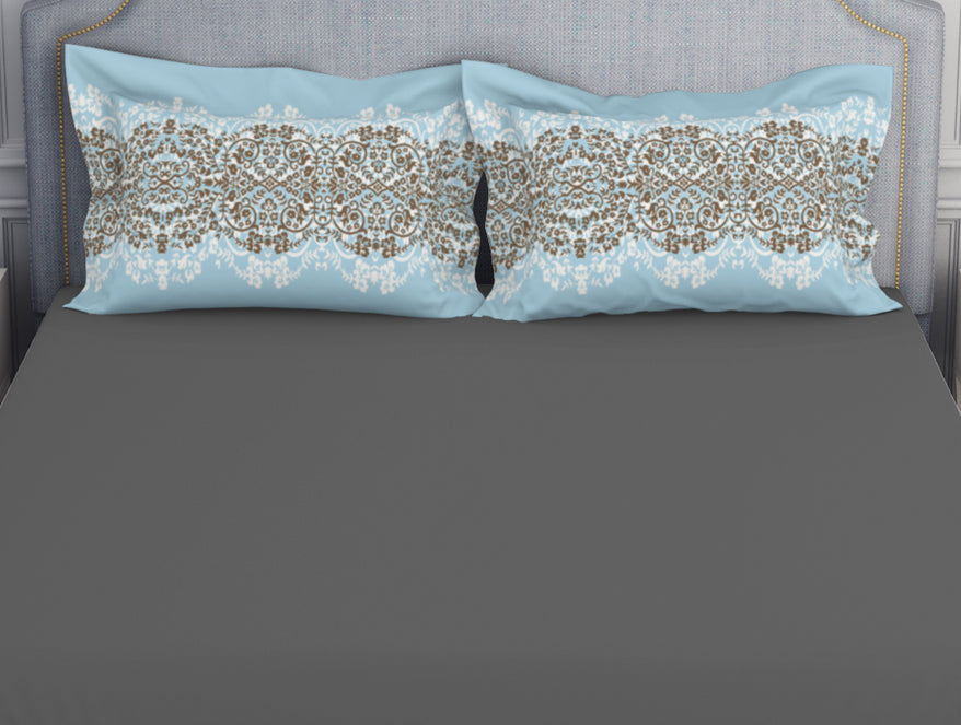 Ornamenta Ornate Mineral Blue 100% Cotton King Size Bedsheet - Essentials by Spaces