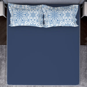Ornamenta Ornate Mineral Blue 100% Cotton King Size Bedsheet - Essentials by Spaces
