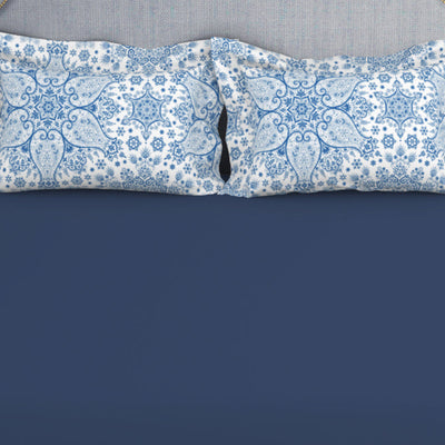 Ornamenta Ornate Mineral Blue 100% Cotton King Size Bedsheet - Essentials by Spaces