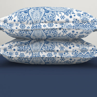 Ornamenta Ornate Mineral Blue 100% Cotton King Size Bedsheet - Essentials by Spaces