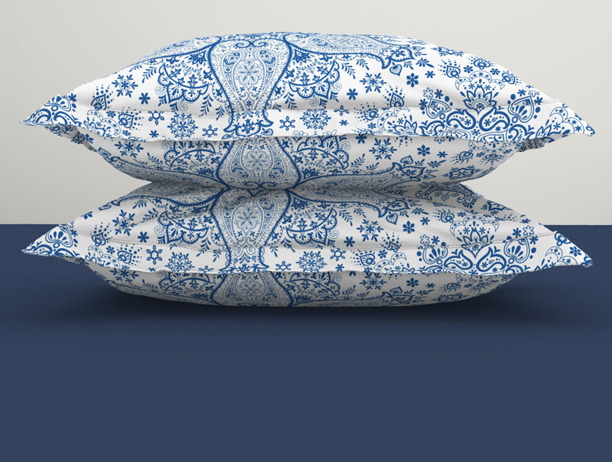Ornamenta Ornate Mineral Blue 100% Cotton King Size Bedsheet - Essentials by Spaces