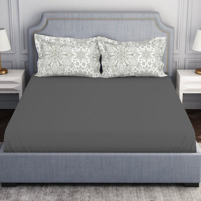 Ornamenta Ornate Mineral Blue 100% Cotton King Size Bedsheet - Essentials by Spaces
