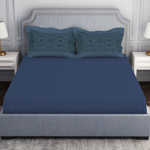Ornamenta Ornate Mineral Blue 100% Cotton King Size Bedsheet - Essentials by Spaces