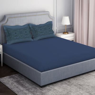Ornamenta Ornate Mineral Blue 100% Cotton King Size Bedsheet - Essentials by Spaces