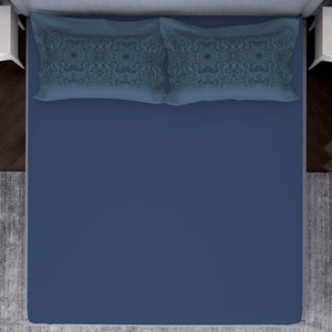 Ornamenta Ornate Mineral Blue 100% Cotton King Size Bedsheet - Essentials by Spaces