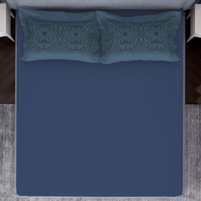Ornamenta Ornate Mineral Blue 100% Cotton King Size Bedsheet - Essentials by Spaces