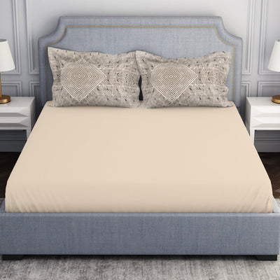 Tonalelgence Ornate Brown 100% Cotton King Size Bedsheet - Essentials by Spaces