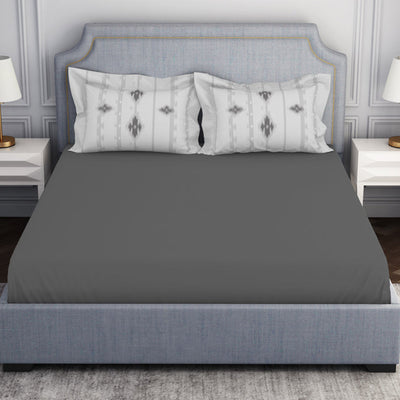 Tonalelgence Ornate Grey 100% Cotton King Size Bedsheet - Essentials by Spaces