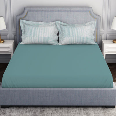 Tonalelgence Ornate Light Blue 100% Cotton King Size Bedsheet - Essentials by Spaces