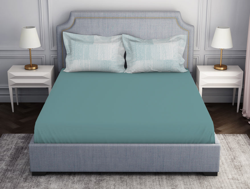 Tonalelgence Ornate Light Blue 100% Cotton King Size Bedsheet - Essentials by Spaces