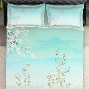 Floral Light Blue 100% Cotton King Size Bedsheet Organic Cotton - By Spaces